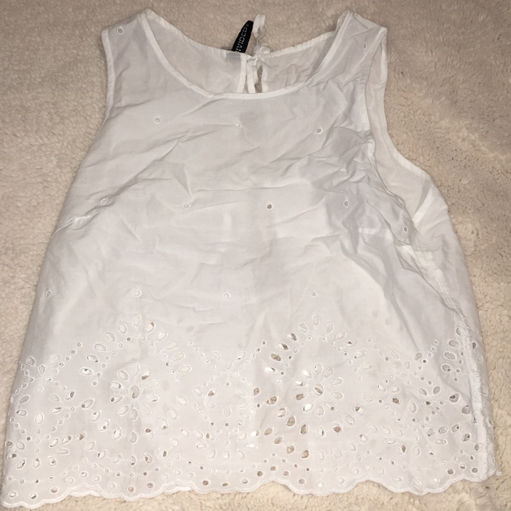White eyelet tank top